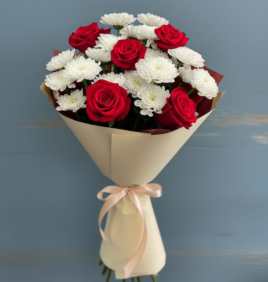 Букет цветов из: Розы и Хризантемы в Зеленоборске