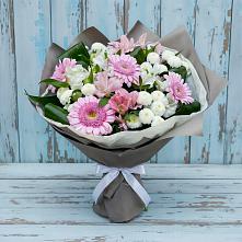 Букет цветов из:  Герберы, Альстромерии и Хризантемы в Зеленоборске