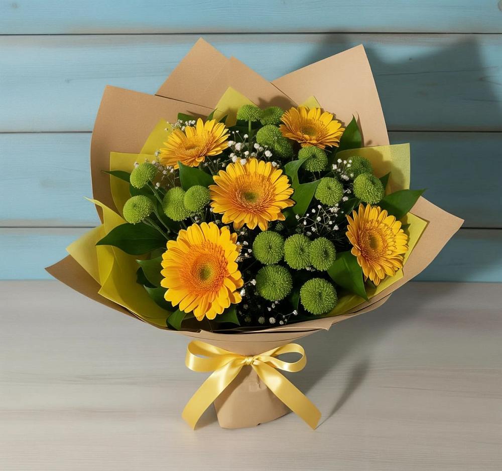 Букет цветов из: Герберы и Хризантемы в Зеленоборске