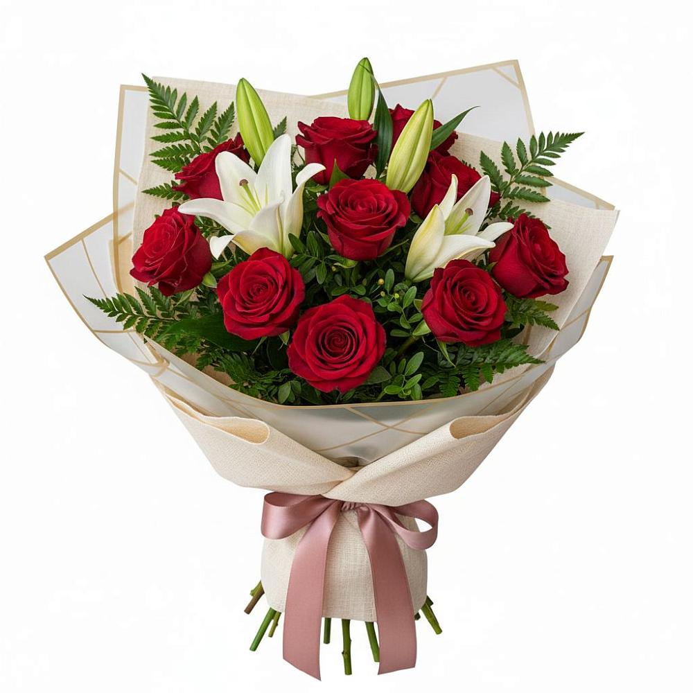 Букет цветов из: Лилии и Розы в Зеленоборске