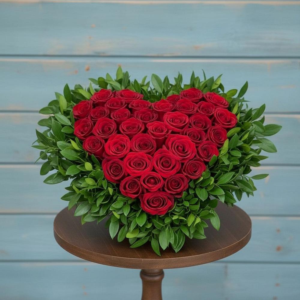 Цветочная композиция из Розы в виде сердца в Зеленоборске