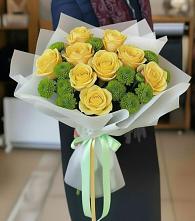 Букет цветов из:  Хризантемы и Розы в Зеленоборске