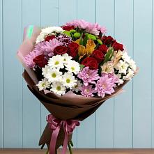 Букет цветов из:  Розы, Хризантемы и Альстромерии в Зеленоборске