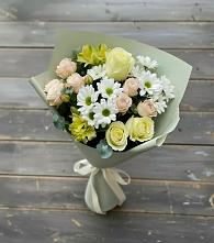 Букет цветов из:  Альстромерии, Розы и Хризантемы в Зеленоборске