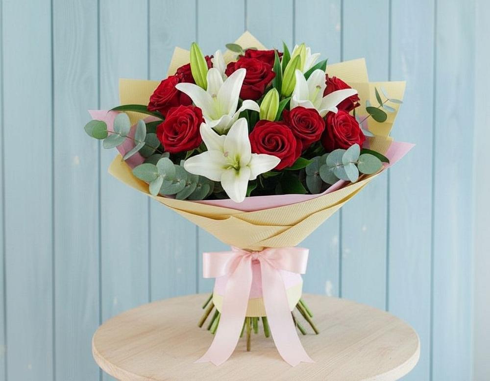 Букет цветов из: Лилии и Розы в Зеленоборске